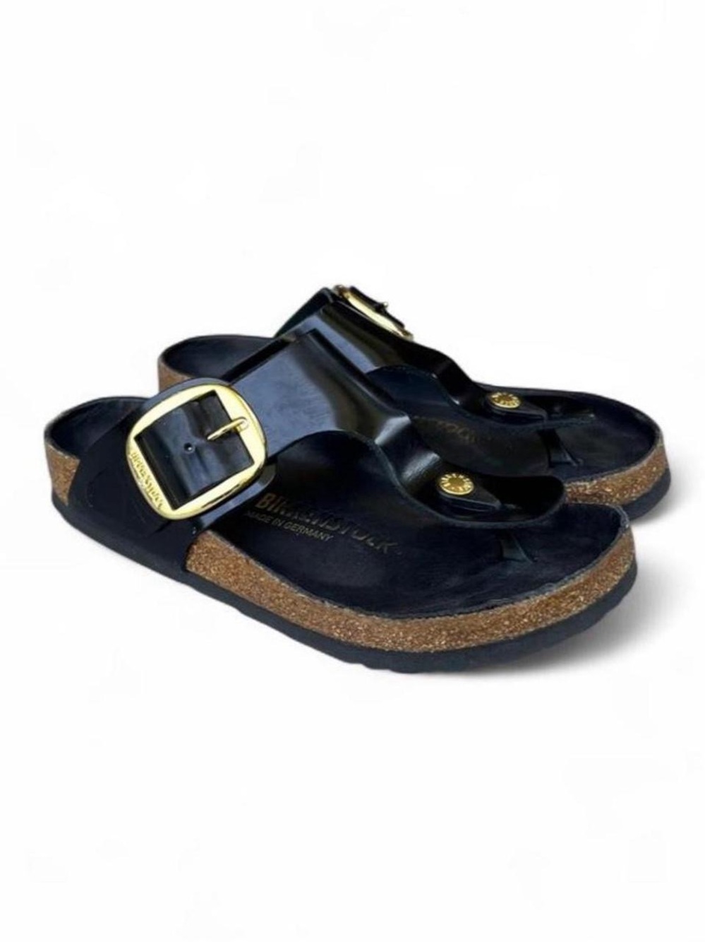 Birkenstock Gizeh Big Buckle Black High Shine Leather Sandals EU 36 US 5 Regular